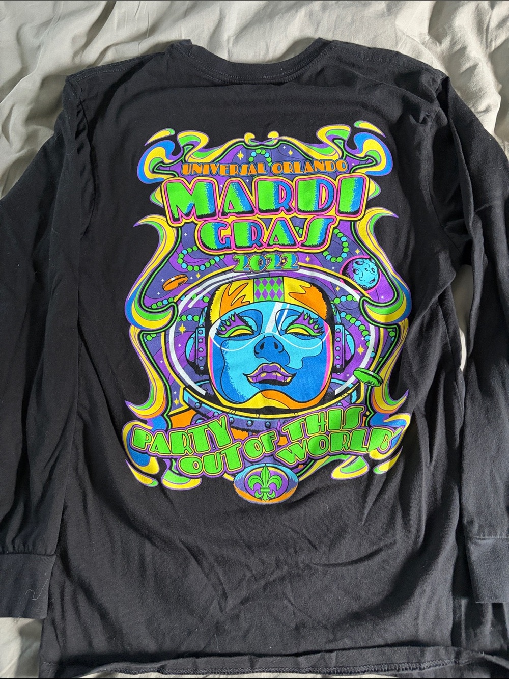Universal Orlando Black Long Sleeve Mardi Gras Tee 2022